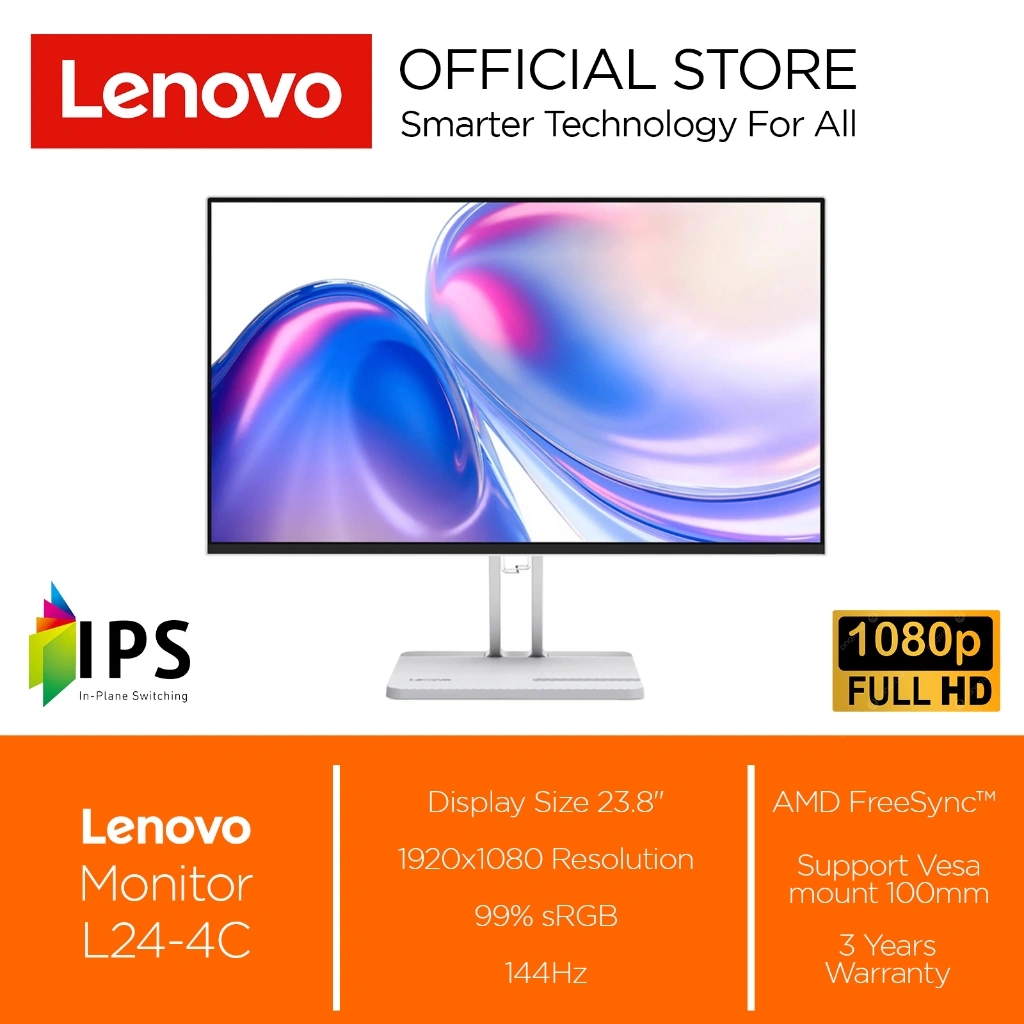 Monitor LED Lenovo L24-4C 23.8" IPS 144Hz 1ms HDMI VGA 99%sRGB Eye Caring