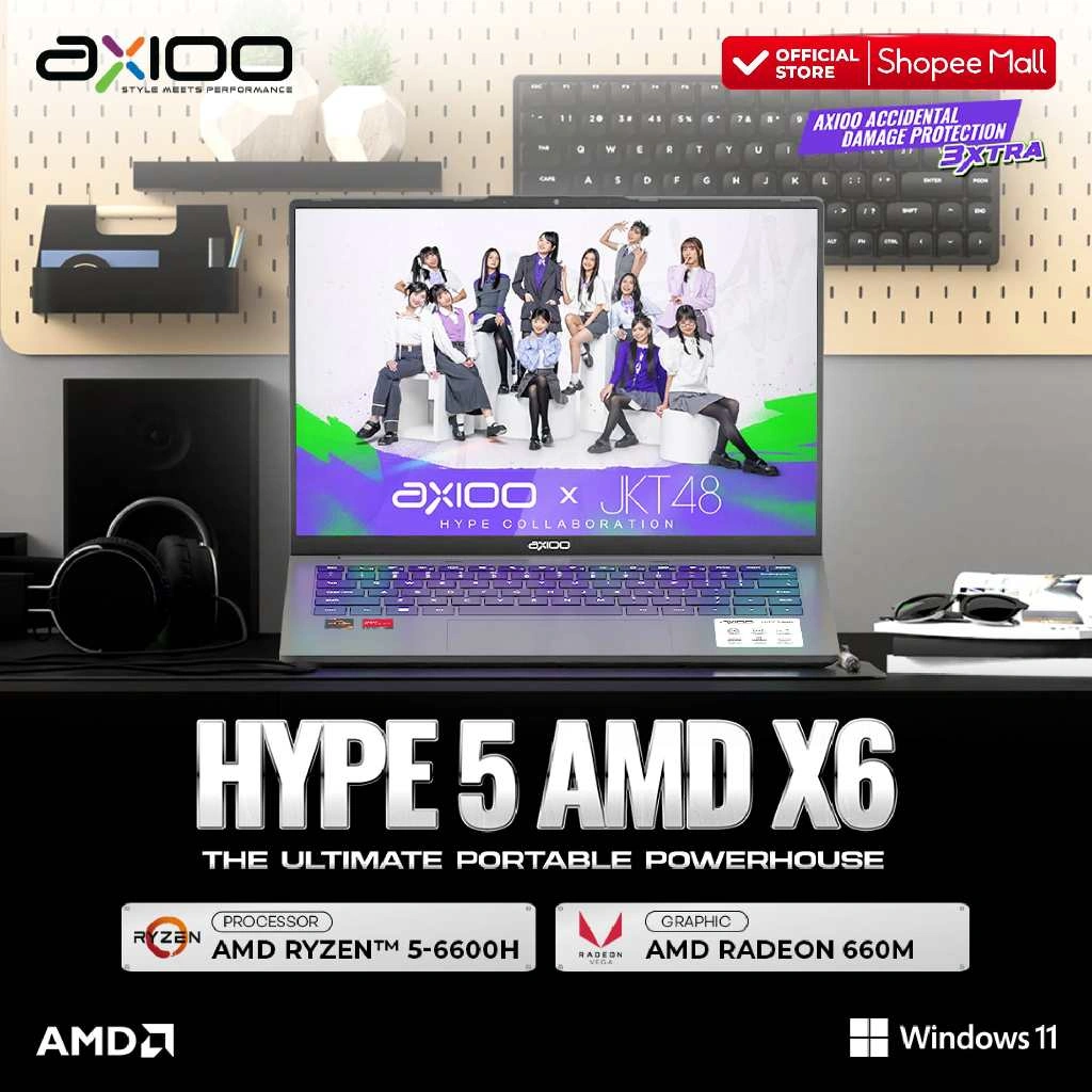 Axioo Laptop Hype 5 AMD X6 Ryzen 5-6600H/16GB/512GB/FHD IPS - Windows 11