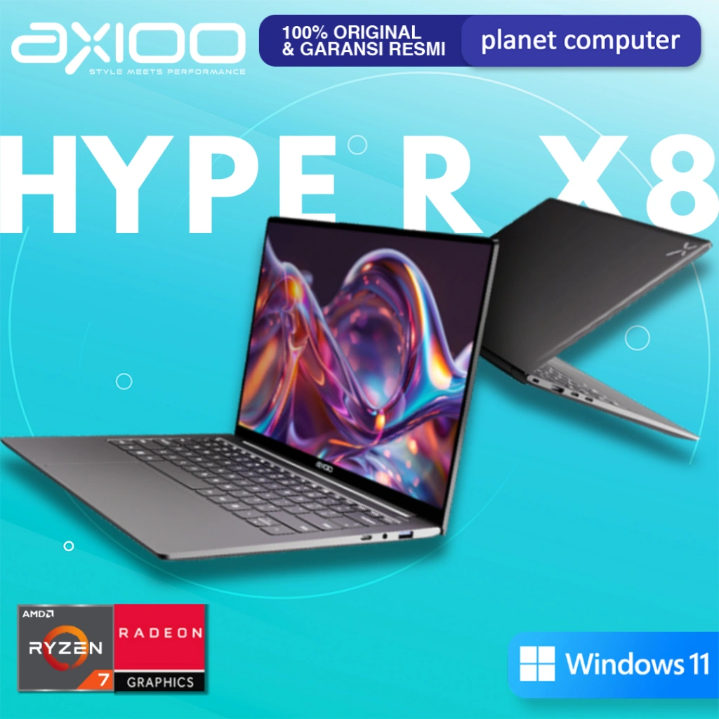 Axioo Hype 7 X8 | Hype R X8 OLED Ryzen 7 6850 RAM 16GB 512 GB SSD Windows 11 14FHD RESMI ORIGINAL