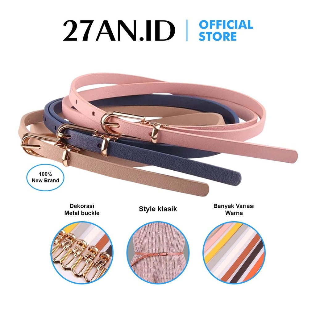 ( 27AN.ID ) Ikat Pinggang Wanita B70 Sabuk Fashion Wanita Skinny Bahan Kulit PU Gesper Woman belt