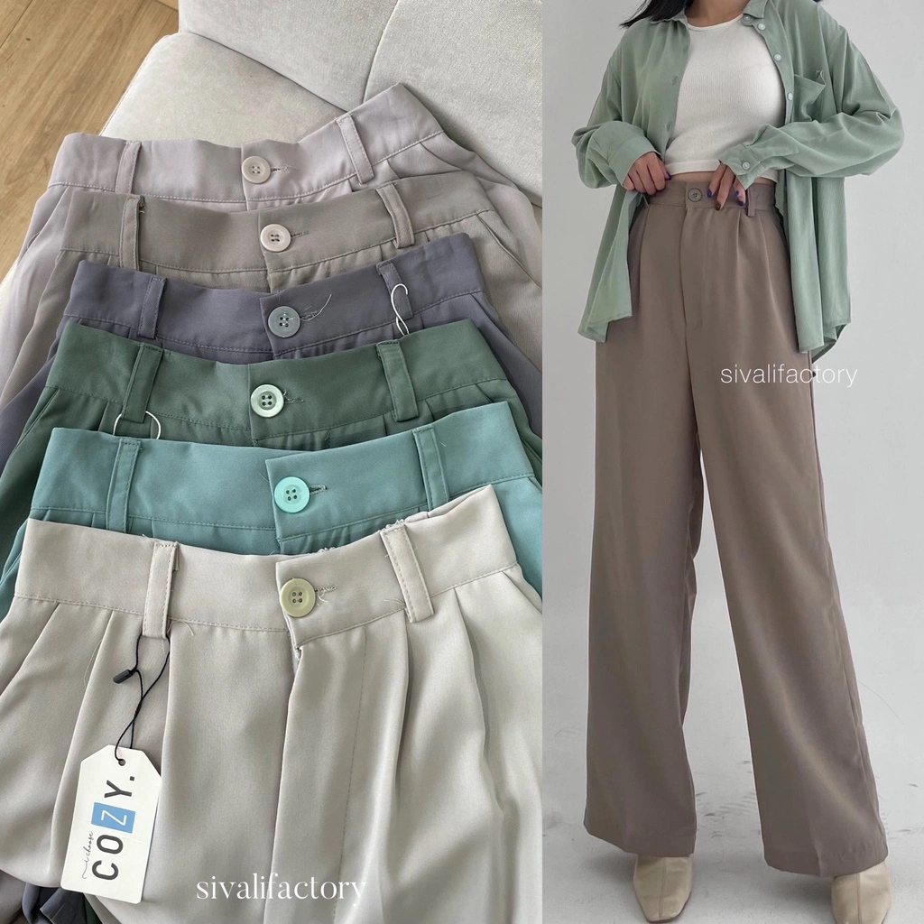 SIVALI Loose Pants 332 Trousers Wanita [PART 1] Celana Anti Kusut - Celana Kulot Wanita - Celana Kantor Formal / Casual | 332