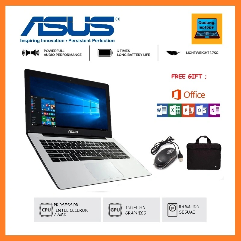 LAPTOP ASUS 14 inch INTEL CELERON / AMD RAM 8GB / HDD 1TB / WINDOWS 10