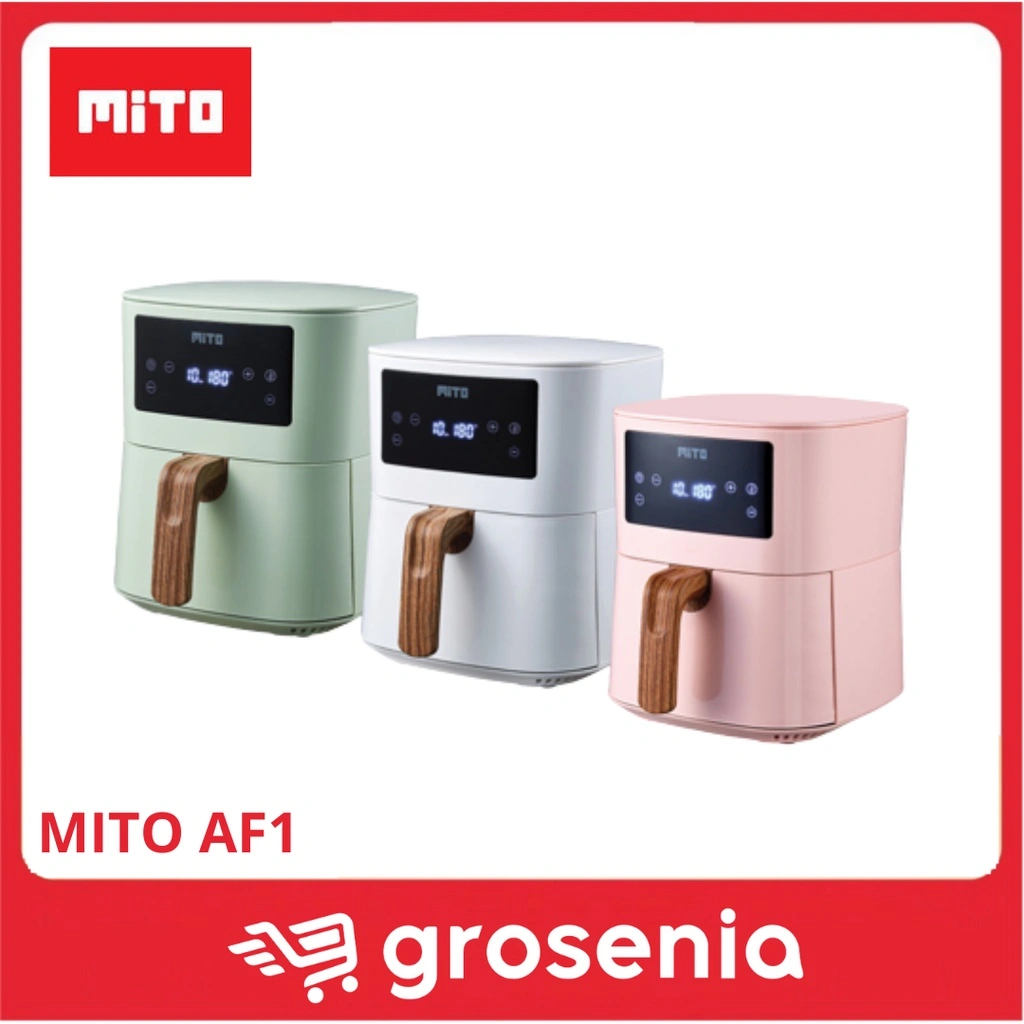MITOCHIBA Digital Air Fryer 4L Low Watt Af1 Wood Series Pink Tosca Putih
