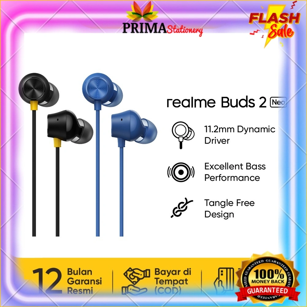 realme Buds 2 Neo earphone 11.2mm Dynamic Driver | Bass Luar BiasaDesain Modis | Kabel Bebas Kusut