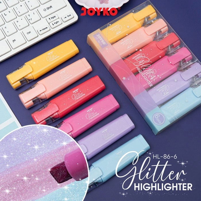 JOYKO Penanda Berwarna Highlighter HL-86 6 Warna Glitter