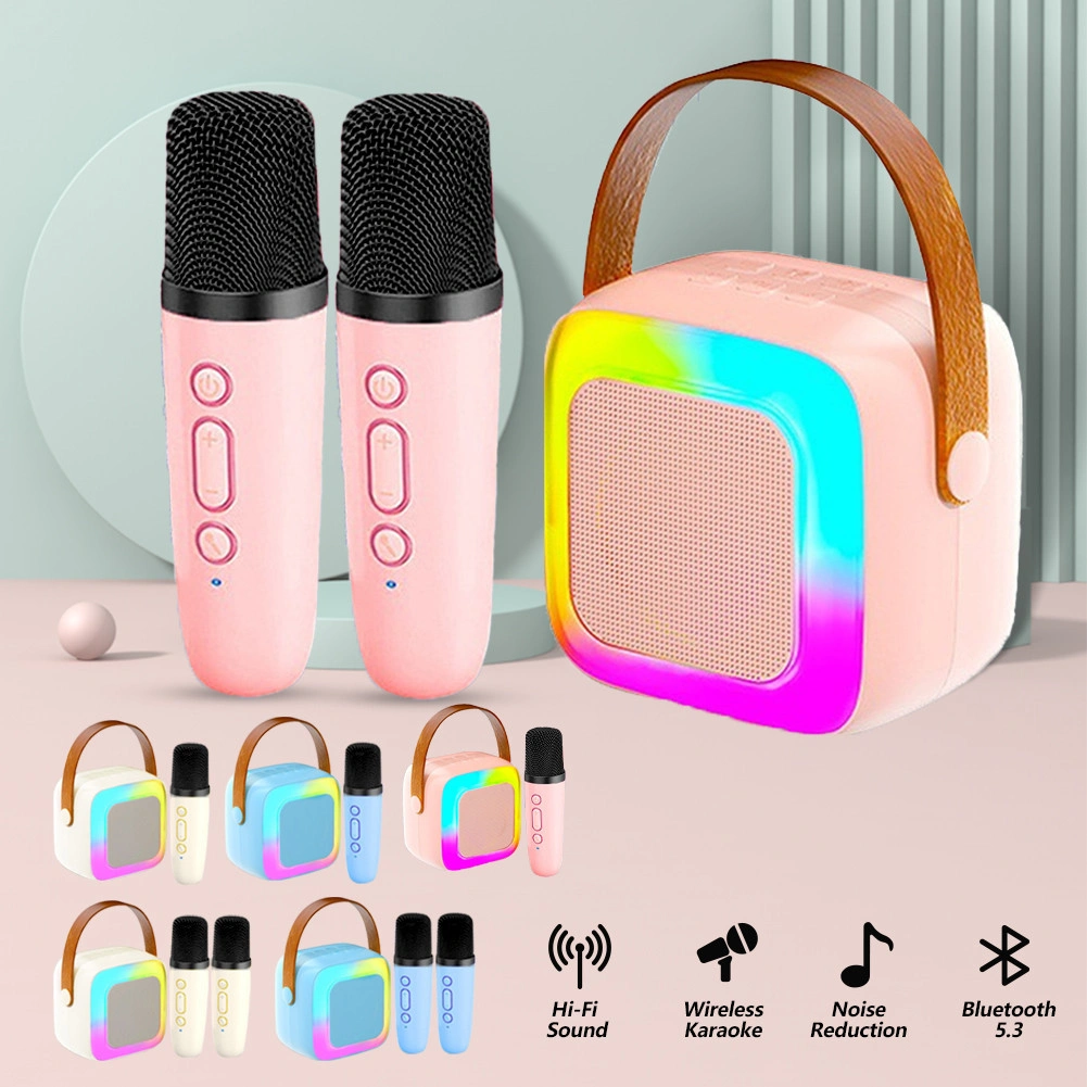 Bluetooth Mini Wireless Speaker Karaoke Portable with 2 MIC Mik Set MP3 Player Full Bass Portable Lespeker