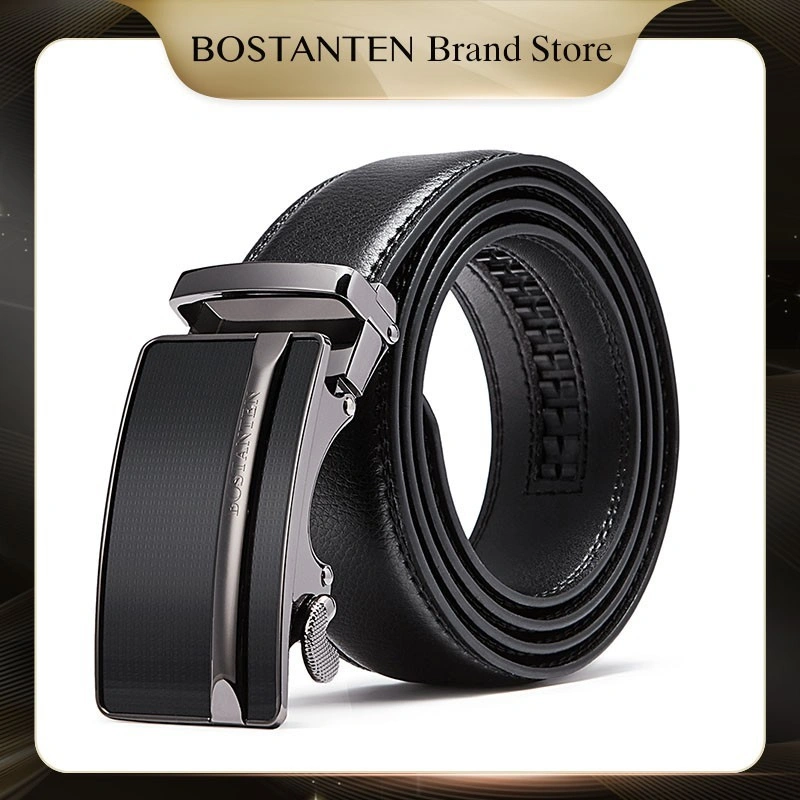 BOSTANTEN Sabuk Pinggang Gesper Otomatis Dapat Disesuaikan Kulit Sapi Asli
