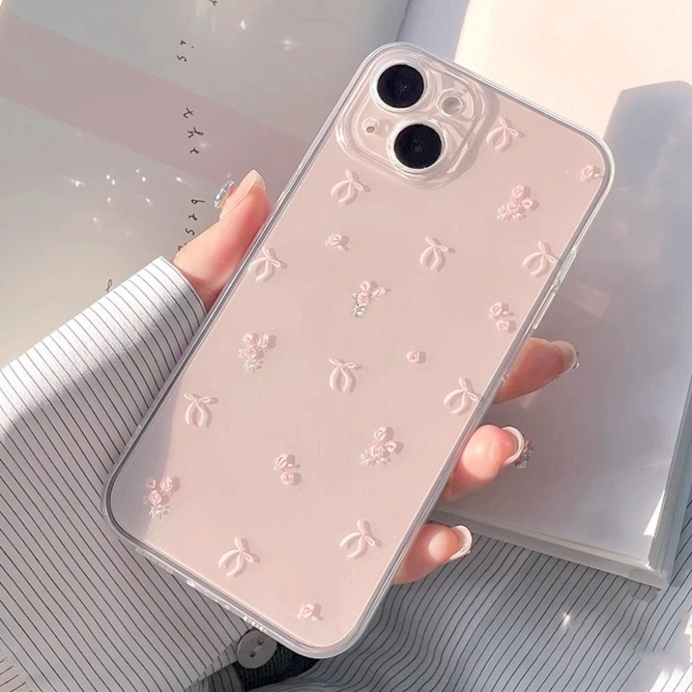 Busur dan bunga yang elegan transparan soft case hp Iphone 17 Pro Max 17 Air 16E 16 PRO MaX 16 PLUS 15 PRO MaX 11 PRO MaX 11 13 15 TPU Shockproof casing IP xs max 7 PLUS x xr 8 PLUS 14 13 Pro Max case