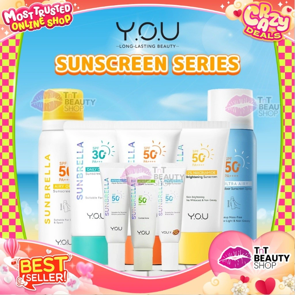 Y.O.U Sunbrella Daily Defense Sunscreen Serum SPF 30 Series Tabir Surya UVA UVB YOU TnT Beauty Shop