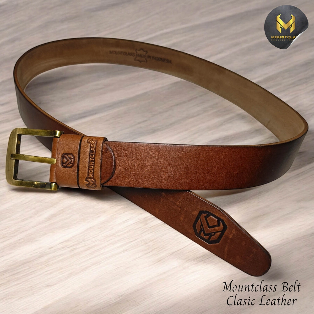 Mountclass Leather Belt - Ikat Pinggang Kulit Sapi Asli Semi Chrome 1 Lapis Original Sabuk Pria