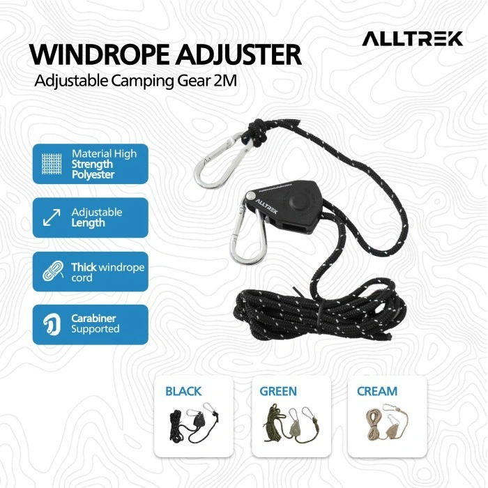 ALLTREK Tali Guyline Katrol With Carabiner Windrope reflective