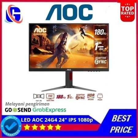 Monitor LED AOC 24G4 24" IPS 1080p FHD 180Hz HDMI DP HDR10 Ergo Stand