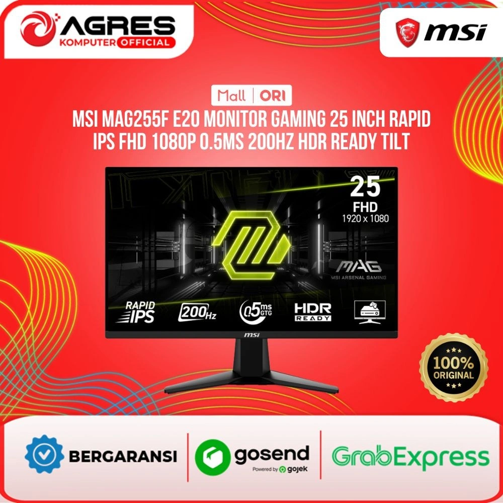 MSI GAMING MONITOR 25 INCH MAG 255F E20 / MAG255F E20 RAPID IPS FHD 1080P 0.5MS 200HZ HDR READY 3Y