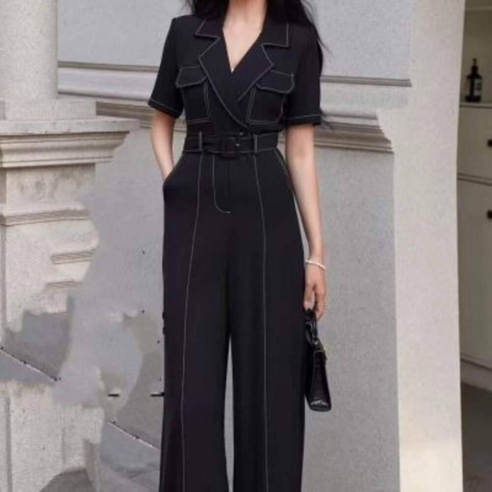 Ready Stock | Jumpsuit Wanita Lengan Pendek | Gaya Mewah dengan Model Celana Lurus | Original By FADFAD.OL | Desain Modis Elegan | Bahan Berkualitas & Nyaman | Cocok untuk Kantor dan Acara Formal