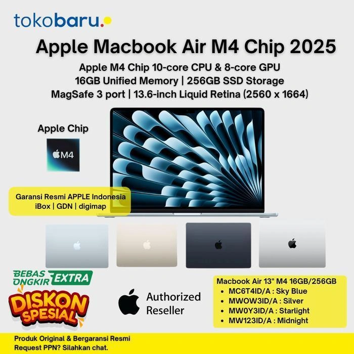 MacBook Air M4 Chip 13" 10-core CPU and 10-core GPU | 10-core CPU and 8-core GPU