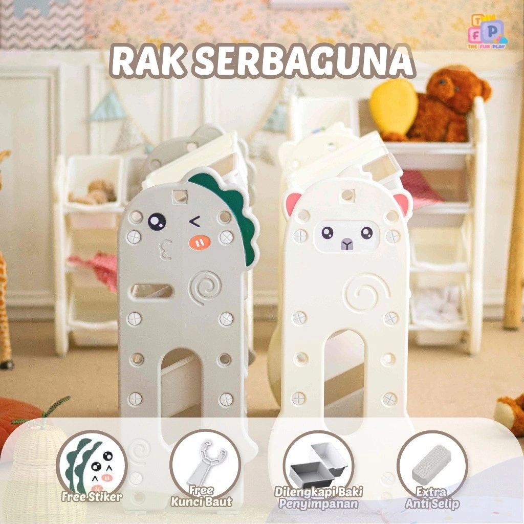 TheFunPlay Rak Serbaguna Rak Mainan Anak Rack Shelf Organizer Tempat Mainan Anak Rak Buku Anak Rak Penyimpanan Mainan Anak Portable Praktis Multifungsi