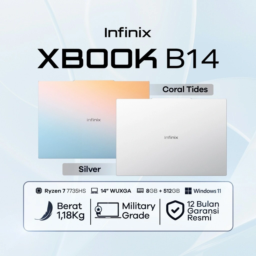 INFINIX XBOOK B14 RYZEN 7 7735HS - RAM 16GB 512GB W11 14.0WUXGA IPS CORAL TIDES