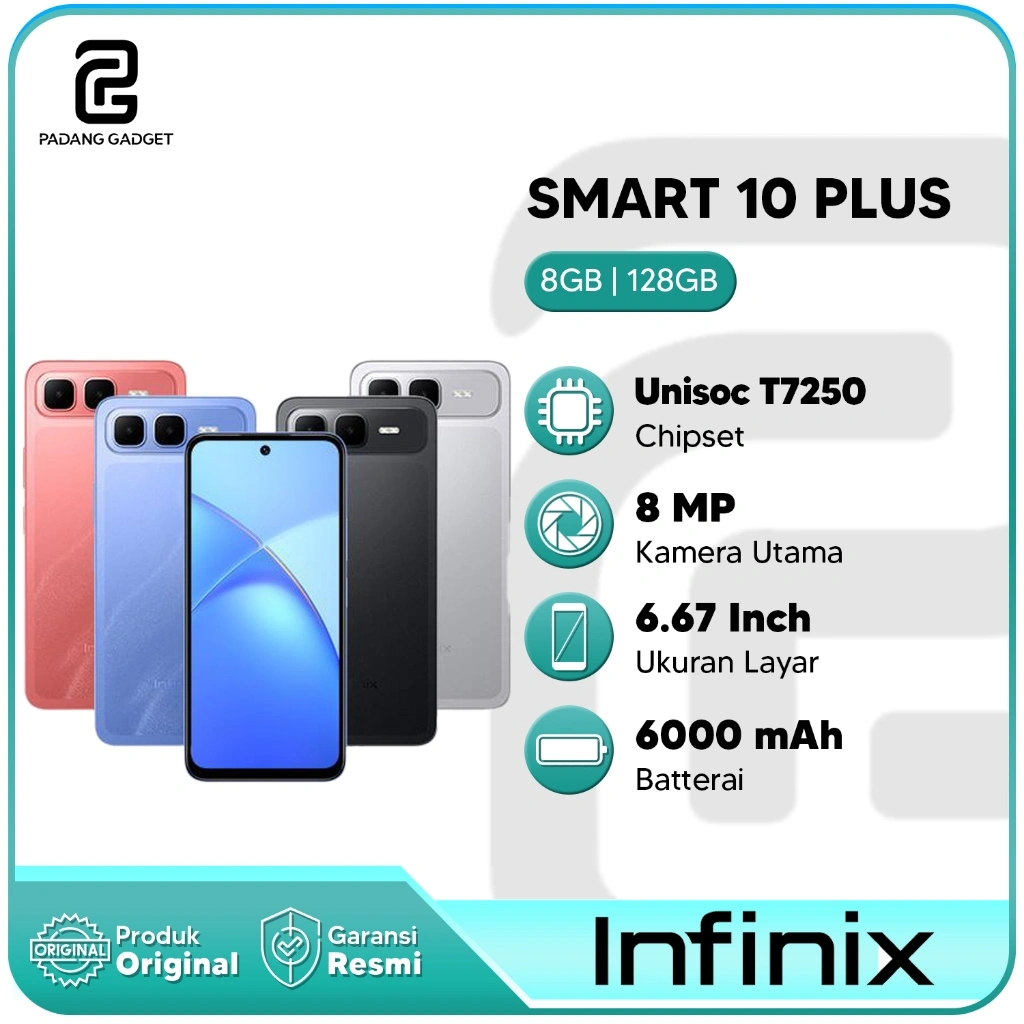 Infinix Smart 10 Plus 8+8/128GB Hp Android Smartphone Original Garansi Resmi