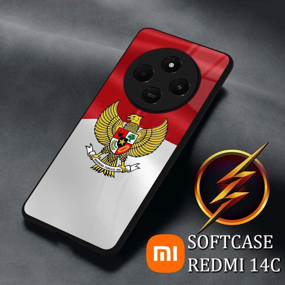 AM10 Softcase Kilau Xiaomi Redmi 14c | Redmi A3 | Full Cover Case Hp 14C A3 Kesing Mika Silikon Silicon Pelindung  Smarphone Bendera Flag