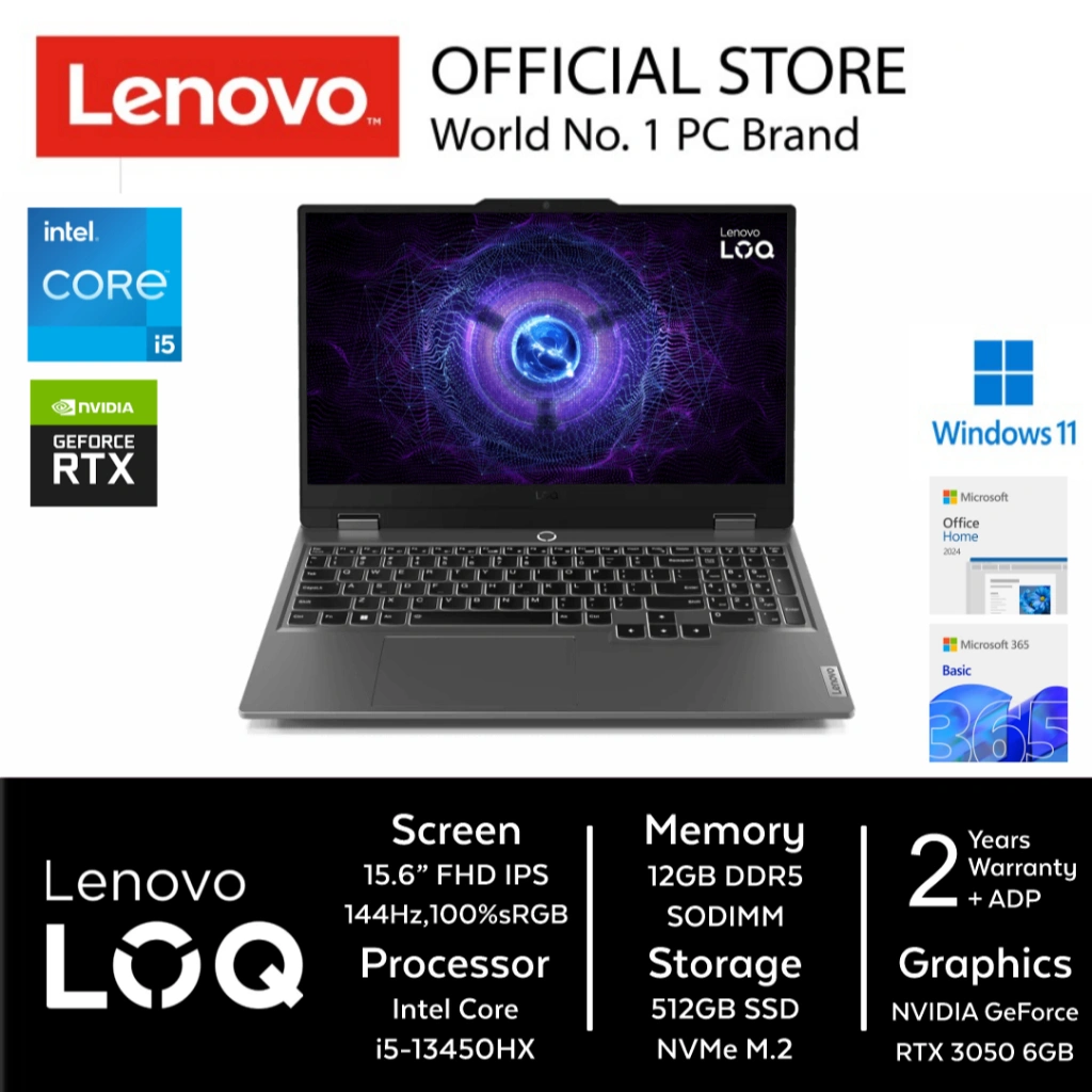 Lenovo LOQ 15IRX9 6NID Intel Core i5-13450HX 12GB 512GB RTX3050 6GB 15.6"FHD 100%sRGB 144Hz Win11 OHS