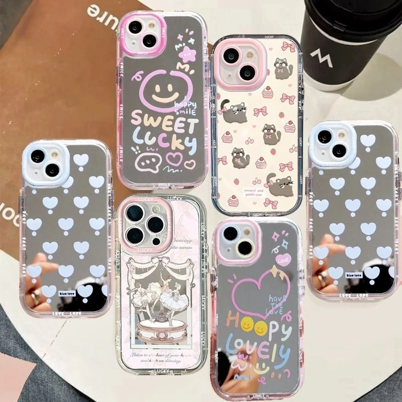 SS1080 Case Hp For INFINIX SMART 5 6 7 8 9 10 HOT 40I 50I 10 30 30I 12 PLAY 40 50 60 60I PRO PLUS NOTE 30 40 50 PRO TECNO POP 10 SPARK GO 2 Fancy Case Casing Ponsel Mirror Rias Akrilik Lucky Lovely Sweet Romantic Dream Cover Case BC9365
