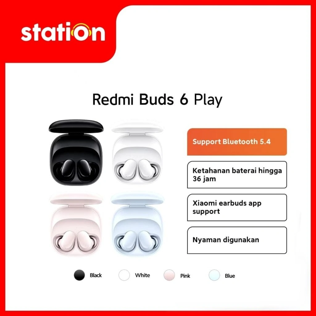 Xiaomi Bluetooth Buds 6 Play Tahan Baterai Hingga 36 Jam Earbuds App Support