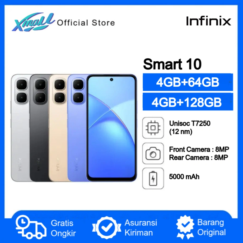 Infinix Smart 10 [4GB+64GB] [4GB+128GB] Disply 6.67 inches - 5000mAh - Garansi resmi 12 Bulan