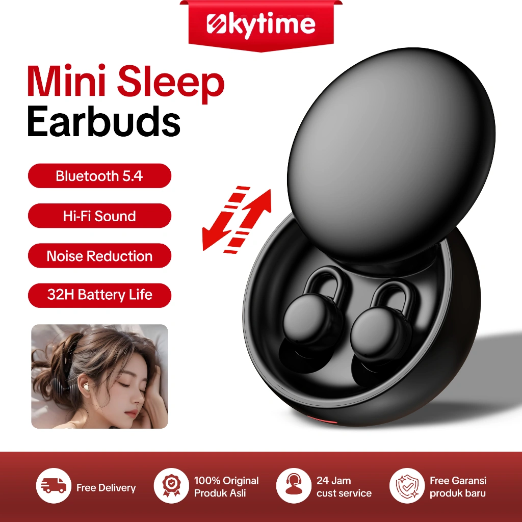Skytime EP68C BT V5.4 TWS Mini Sleep Earbuds dan BAG Mini Earphone Bluetooth 2g lightweight earphones Long battery life In-Ear HIFI Music Headset