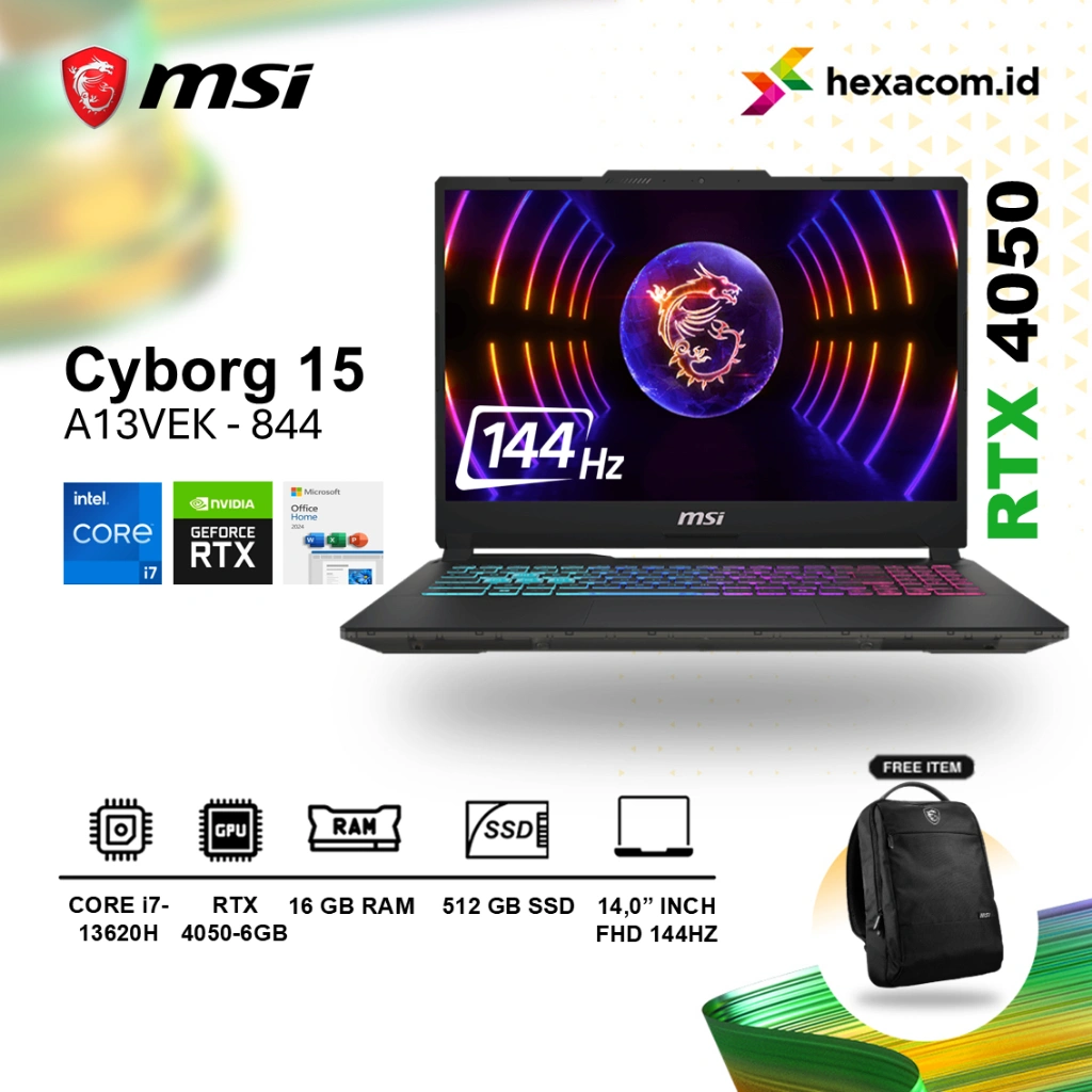 Laptop MSI Cyborg 15 A13VEK i7 13620H RTX4050 16GB 512GB SSD 15 inch FHD 144HZ Windows 11