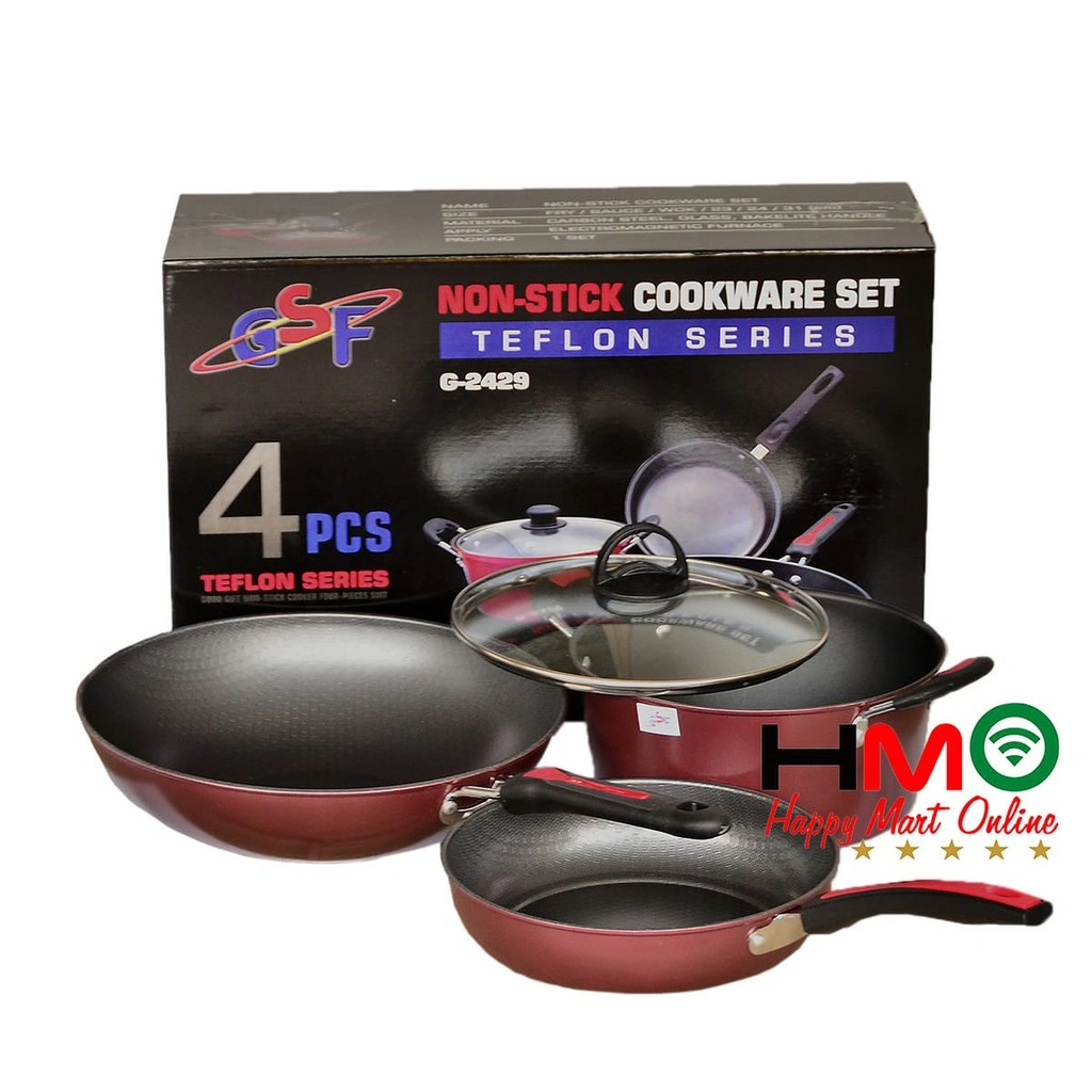 GSF Panci Set Teflon Wajan Penggorengan Serbaguna 4 Pcs Cookware Set GSF-2429 GSF 2429 GSF2429