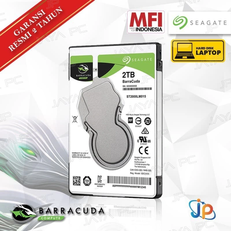 HDD Harddisk Internal Laptop Seagate Barracuda 2TB 2.5" SATA 5400 RPM