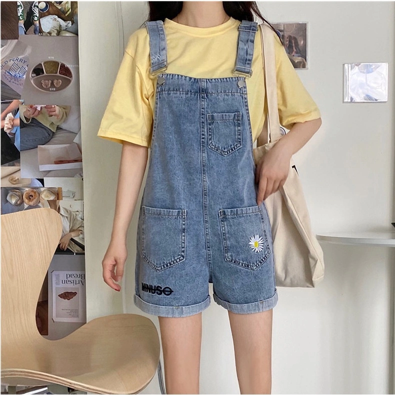 Jumpsuit Motif Bunga & Tulisan Jumpsuit longgar Jumpsuit Wanita Fashion Korean Style Versi Korea Jumpsuit Cool
