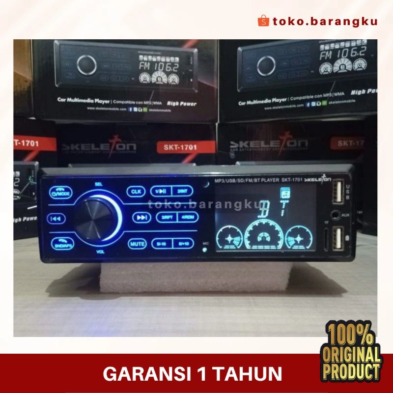 Head Unit Single Din MP3 Bluetooth Tape Mobil Skeleton Multifungsi USB (LAYAR LEBAR TOMBOL SENTUH) Audio