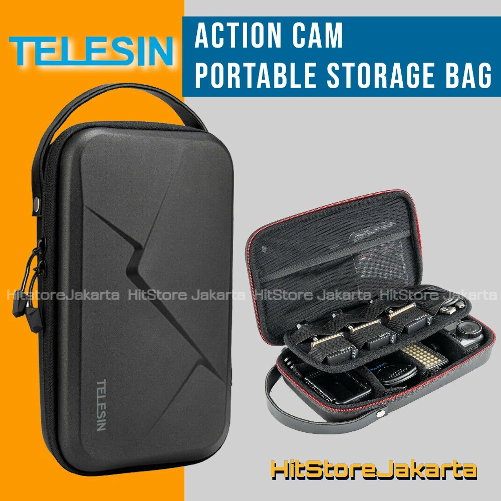 Tas Action Cam Telesin Portable Waterproof Bag for Gopro Yi Insta 360 Osmo Action Cam Bag Tas Kamera