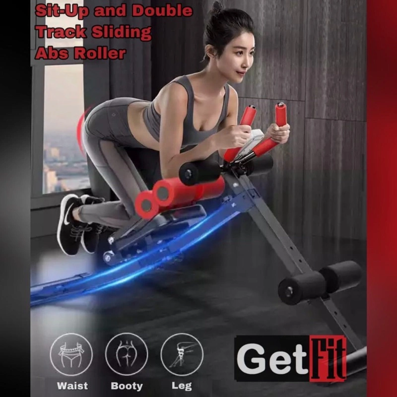 Abs Coaster/ Sit Up Bench Double Slide Roller Adjustable Bench Press