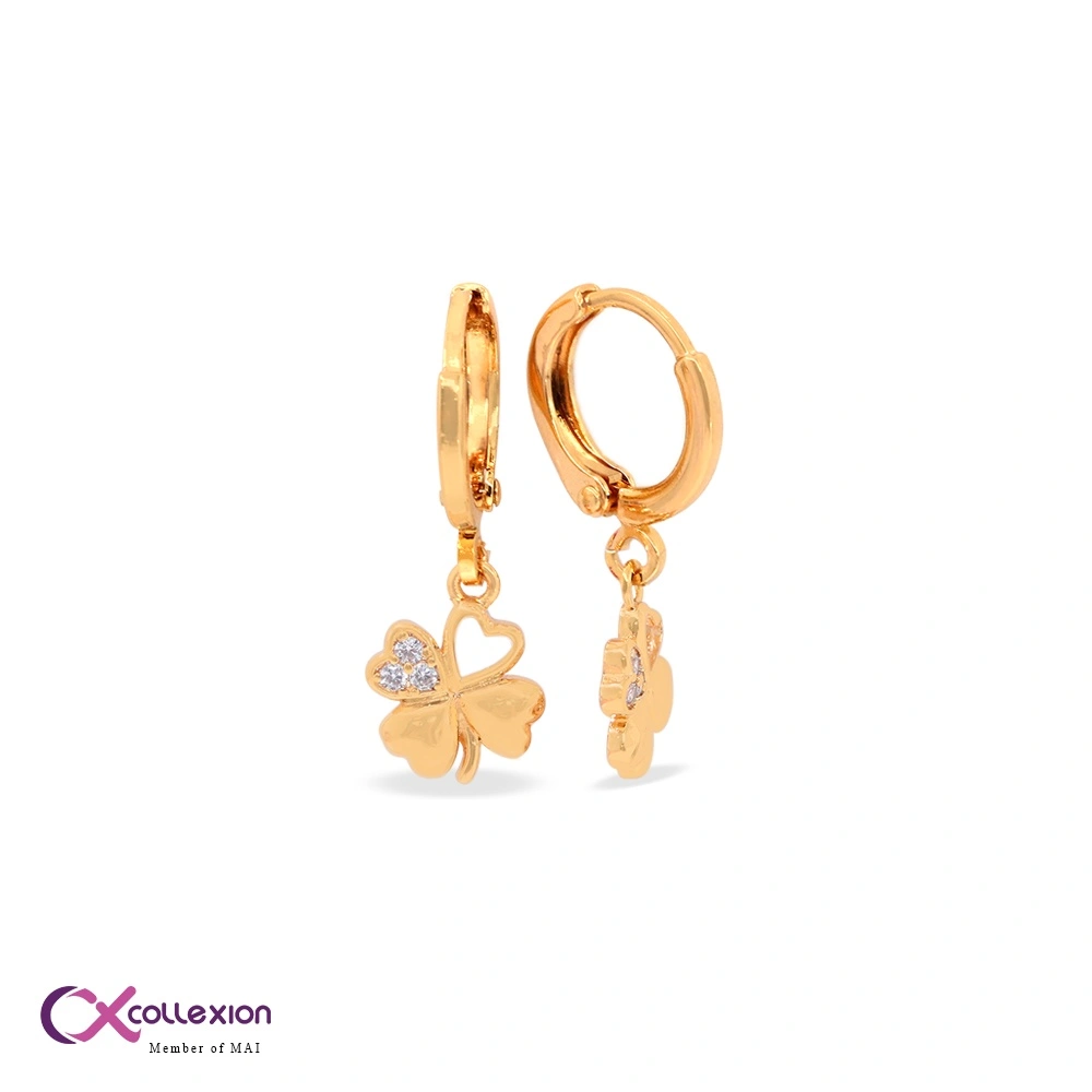 Collexion Lucky Clover Drop Earring Lapis Emas Gold Plated 0871220034