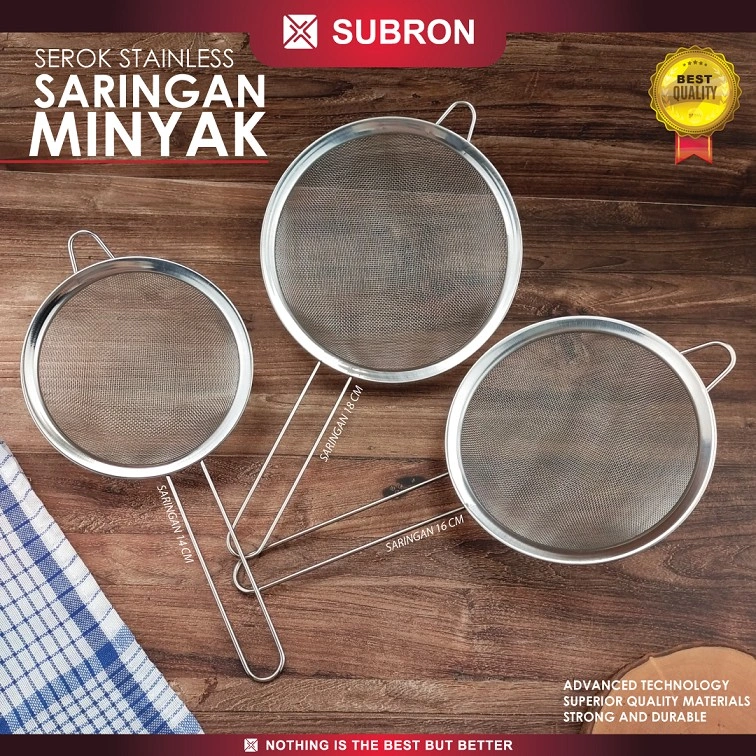 SUBRON Saringan Minyak Goreng 14cm 16cm 18cm Tepung Ceko Serbaguna Stainer Stainless Multifungsi