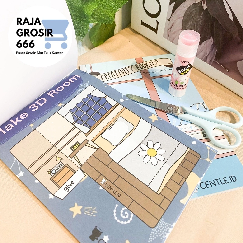 Buku Centle papercraft + Sticker anti air creativity book activity buku aktivitas anak memotong kertas origami