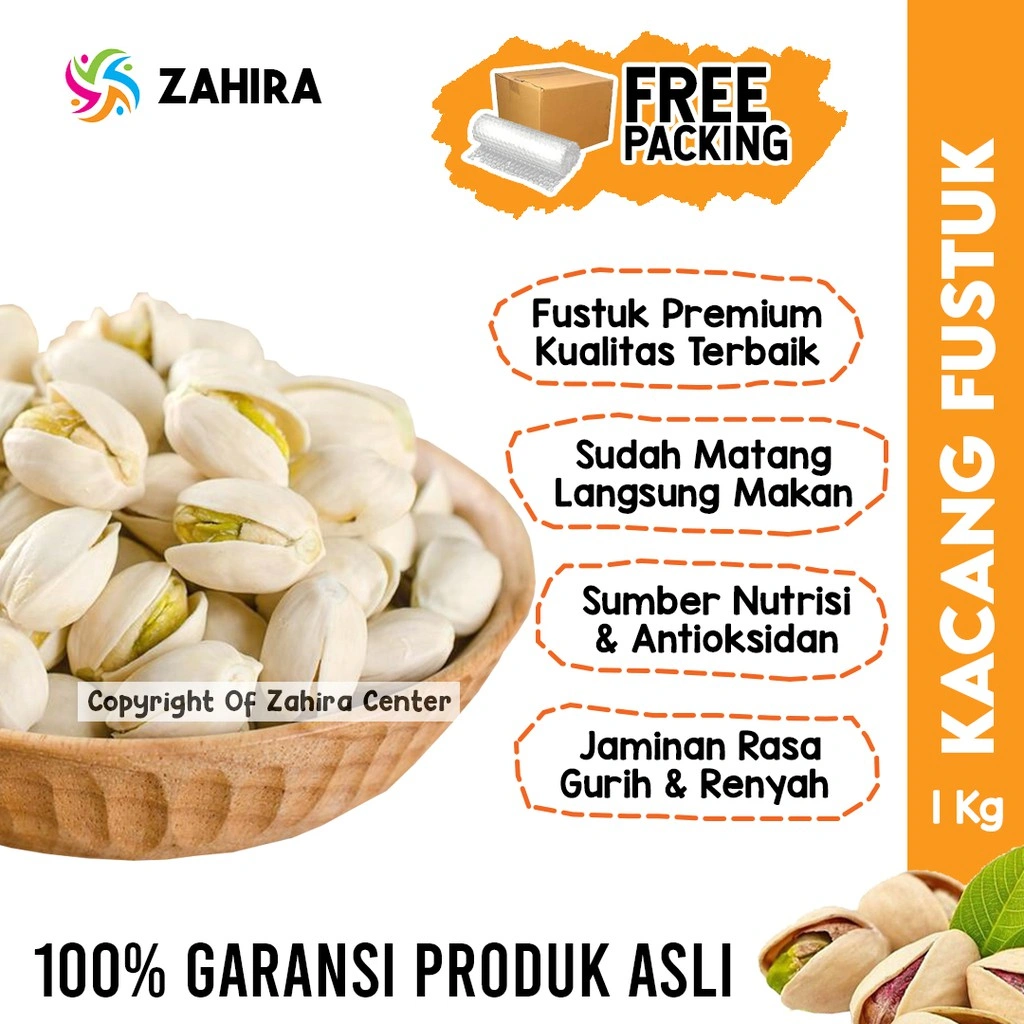 Kacang Fustuk 1KG Pistachio Khas Arab Saudi Almond Mede Untuk Oleh oleh Haji Umroh Kualitas Premium
