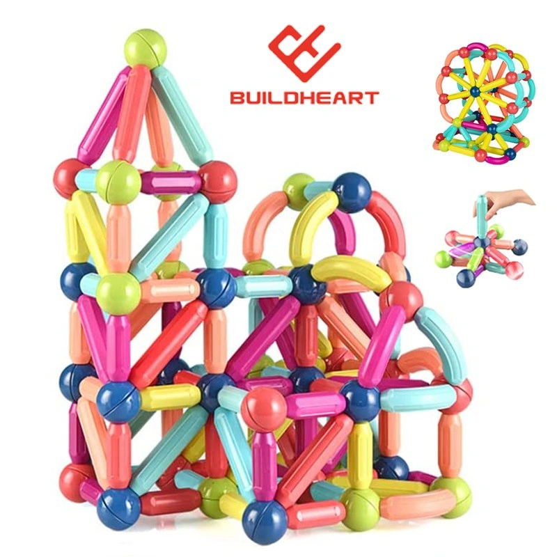 BUILDHEART Magnetic Stick Merakit Mainan-mainan edukasi anak, Berbagai Splicing Tongkat Blok Magnetik