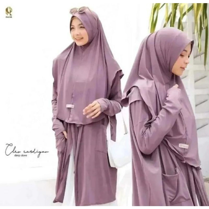 Jilbab Cleo Cardigan Khimar 2 in 1