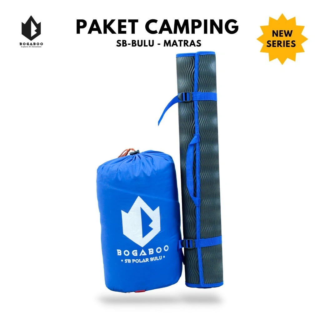 Bisa COD Paket Hemat - Sleeping Bag Polar Bulu BOGABOO  Tebal + Matras Camping - Kantong tidur - Matras