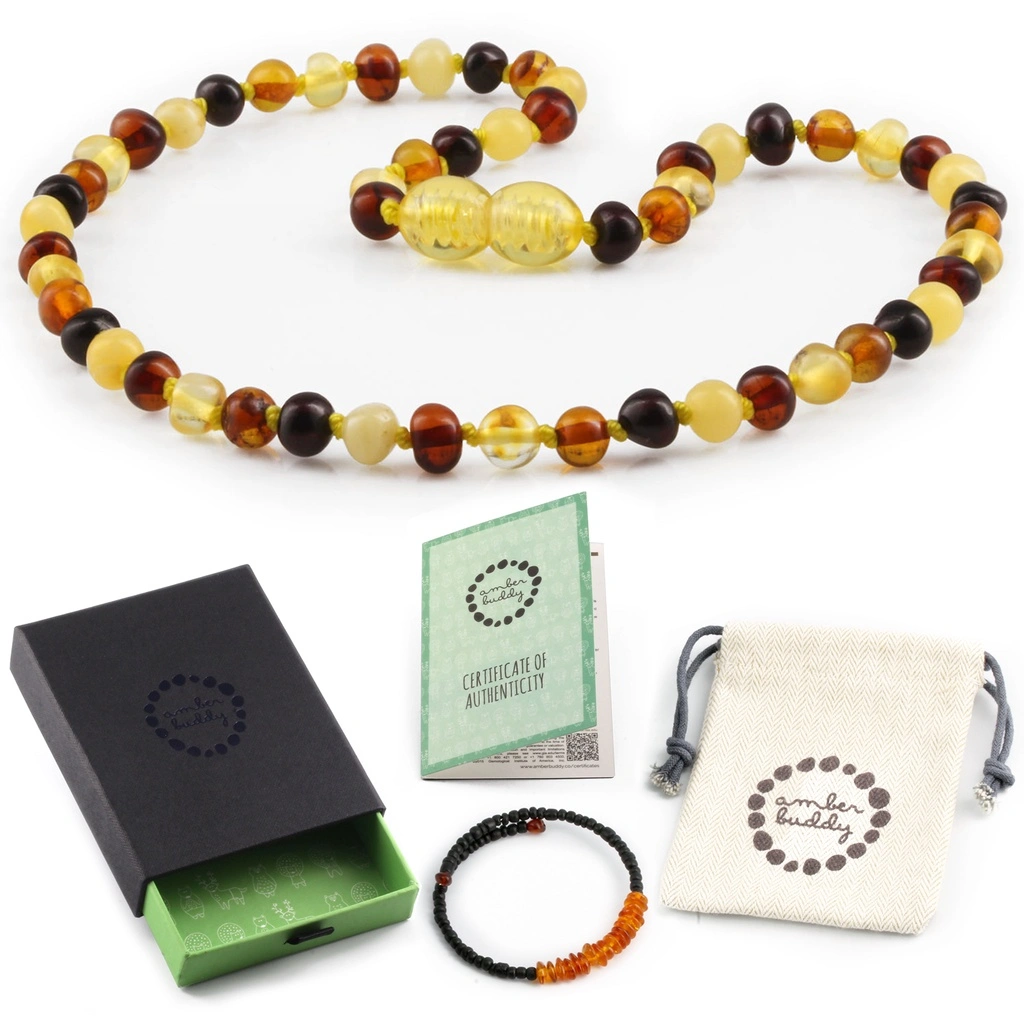 Amber Buddy - [Special edition] Kalung dan Gelang amber tumbuh gigi bayi, balita, anak, dewasa. Multicolour