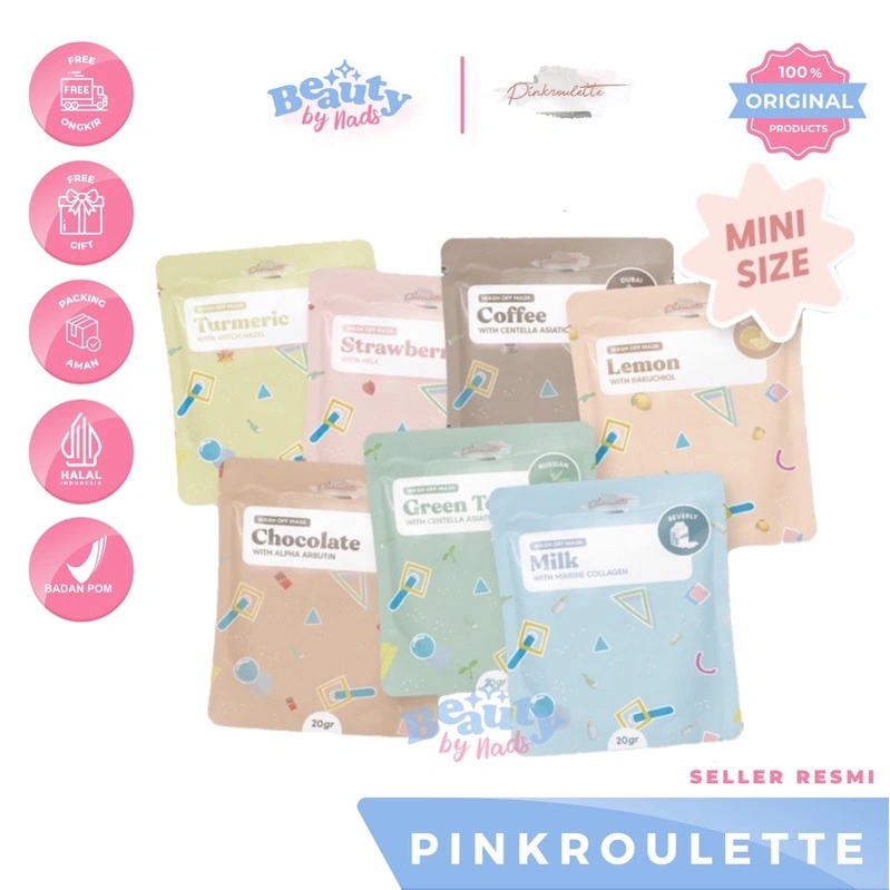 BEAUTYBY.NADS | PINKROULETTE WASH OF MASK 20GR TRAVEL SIZE MINI MASKER BY PINKROULETTE VIRAL ORGANIK MASK FACE MASK