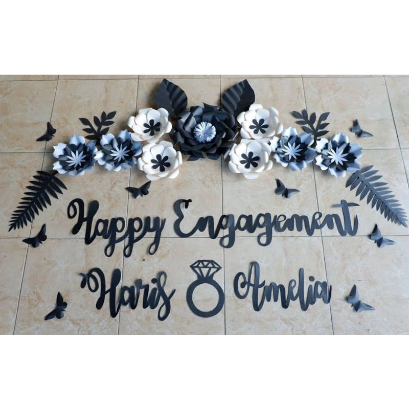 Ready paper flower dekorasi backdrop lamaran tunangan engagement wedding nikah syukuran aqiqah