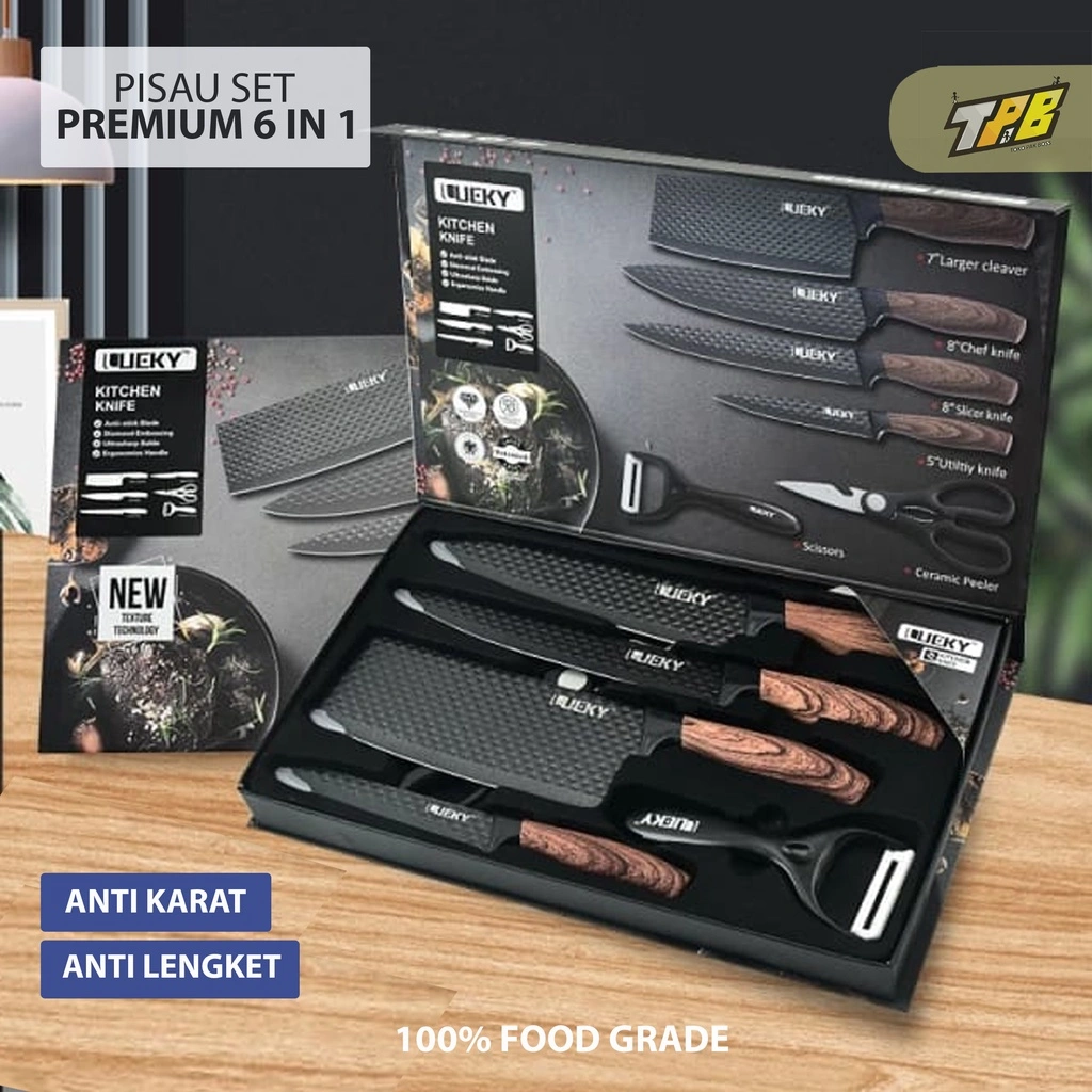 [MATA PISAU LEBIH AWET] 1 SET 6 IN 1 KITCHENWARE PISAU KNIFE DAPUR KITCHEN BATU STONE