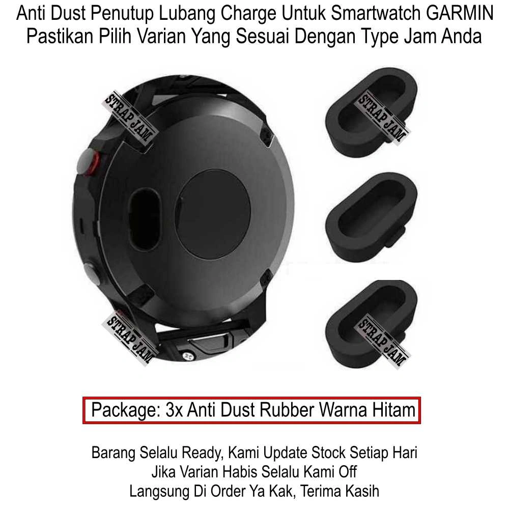 Anti Dust Plug Jam Garmin - Penutup Lubang Charge Charging Rubber Silikon Hitam