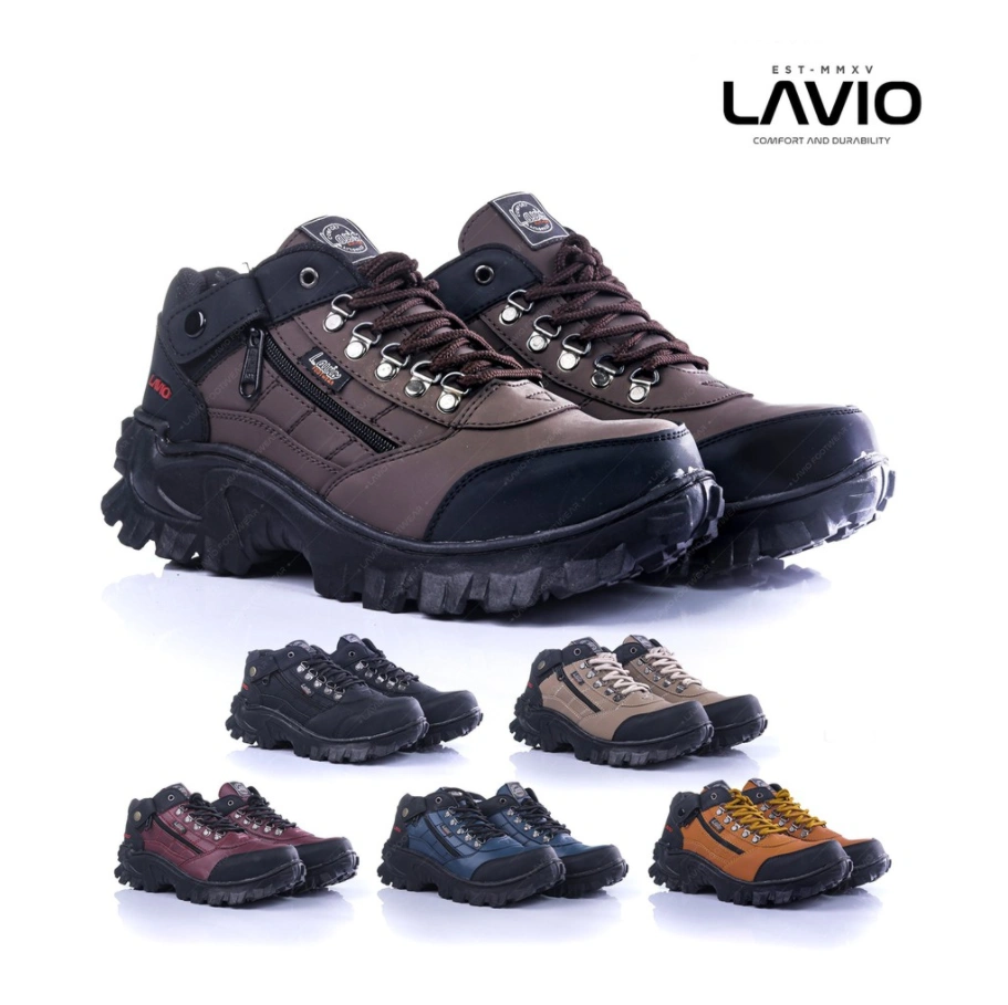 Lavio Sepatu Pria Boots Safety Low Pendek Kerja Proyek Gunung Hiking E95 Original Best Seller