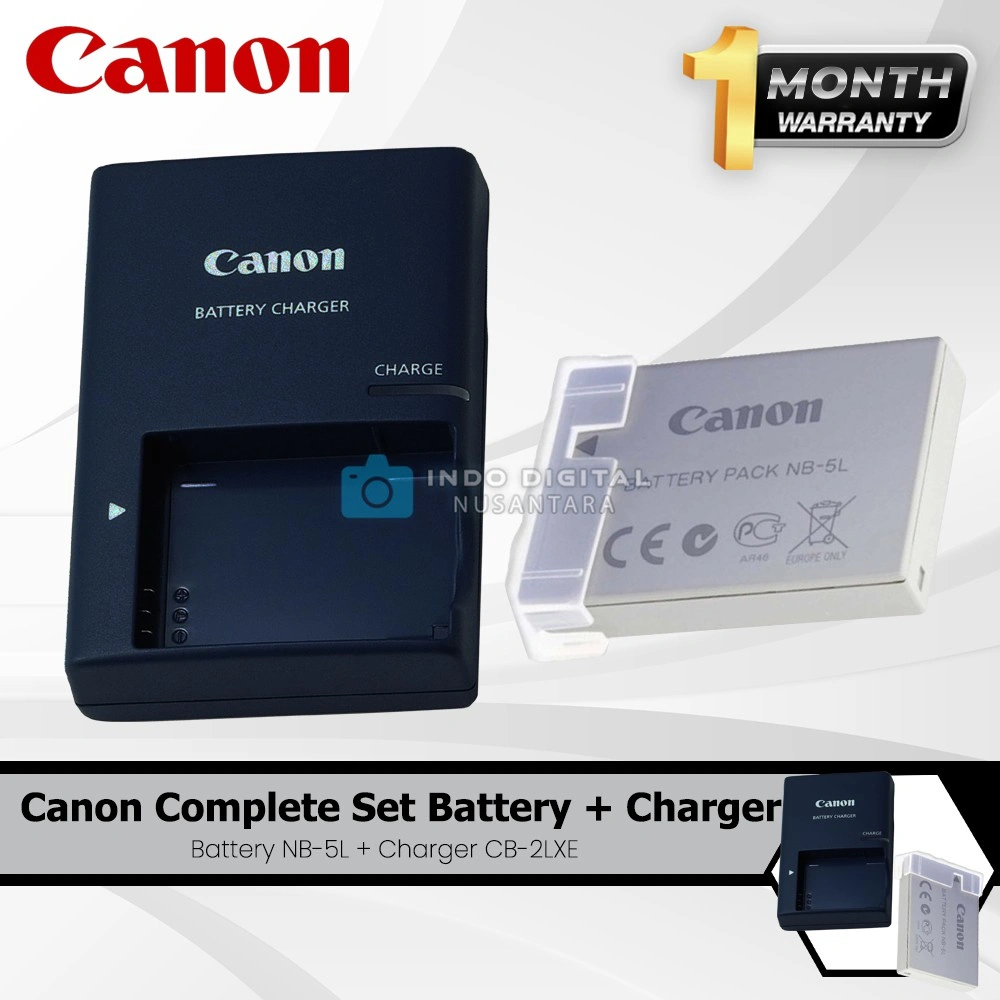 PAKET BATERAI CANON NB-5L + CHARGER CB-2LXE