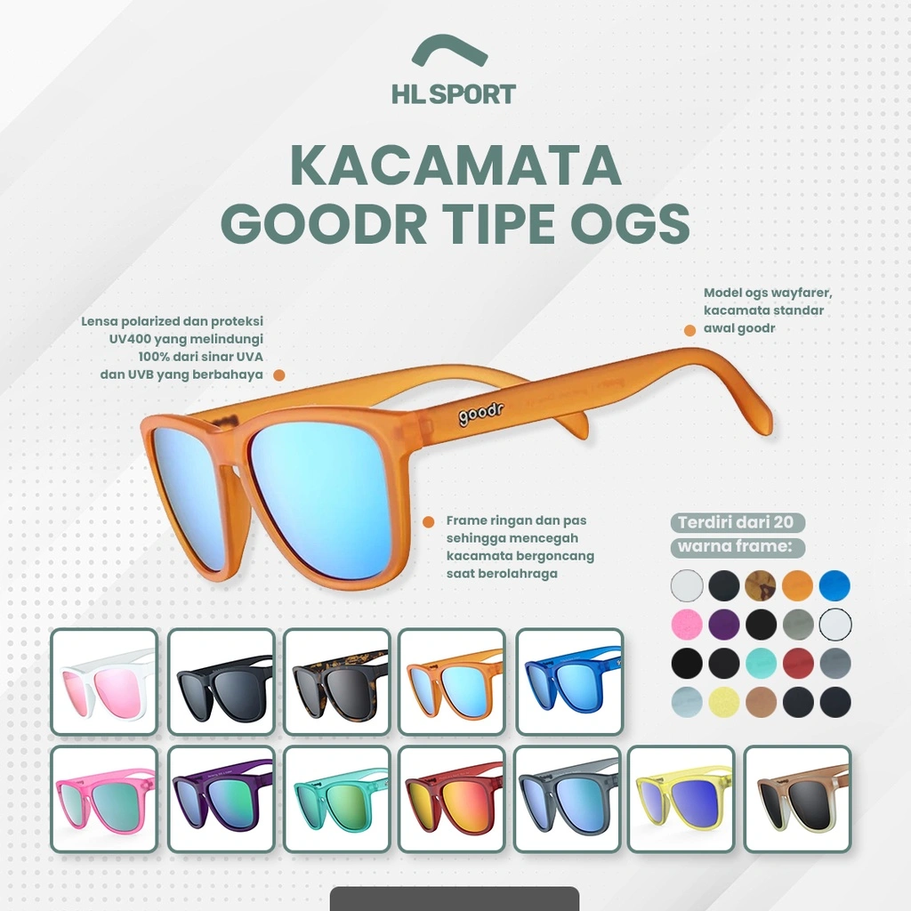 Kacamata Goodr OG Polarized Mirror Sunglasses Lari Sepeda Gym Murah Asli Original